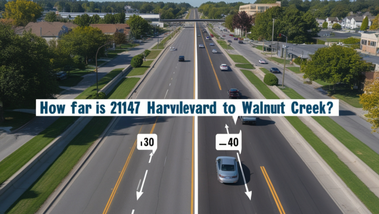 How far is 21147 hardvard boulevard to walnut creek